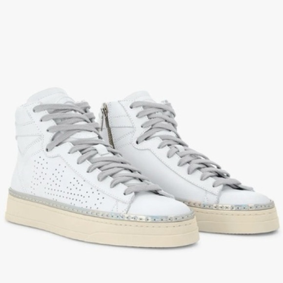 New P448 F22 Taylor Platform High Top Sneaker Side Zip Iridescent Strip Sz 42 - Picture 1 of 16